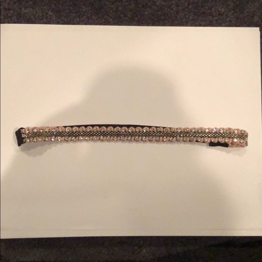 Accessory: Pink Faux Leather/Rhinestone Headband